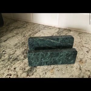 Green marble business card holder